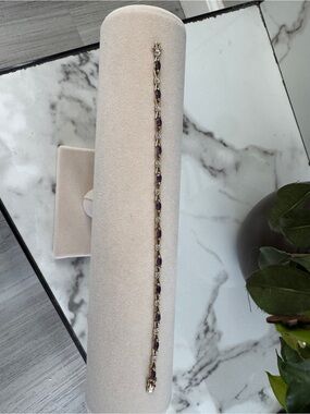 10K Amethyst  with diamonds bracelet